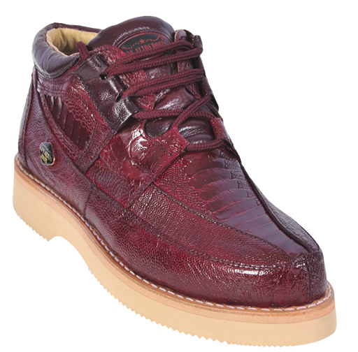 Los Altos Burgundy Genuine All-Over Ostrich Leg Casual Shoes ZA050506